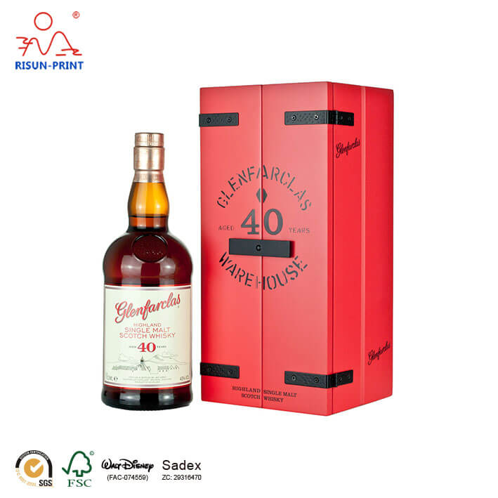  Whisky red wooden box