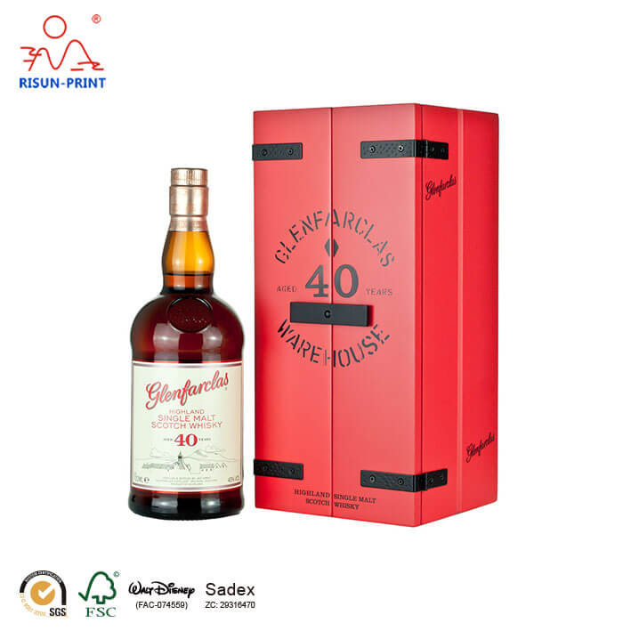 Glenfarclas Whisky red wooden Wine box