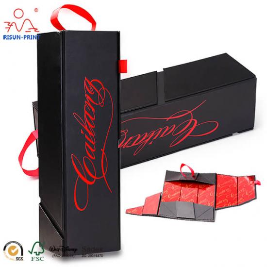 Collapsible Rigid Wine Box Black