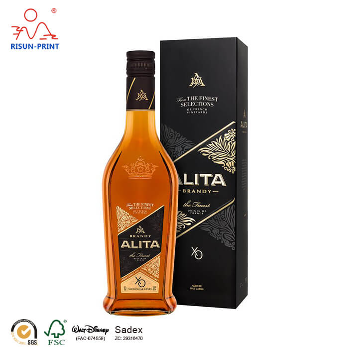 Gift paper packaging For Alita Xo Brandy Vodka Bottle Design